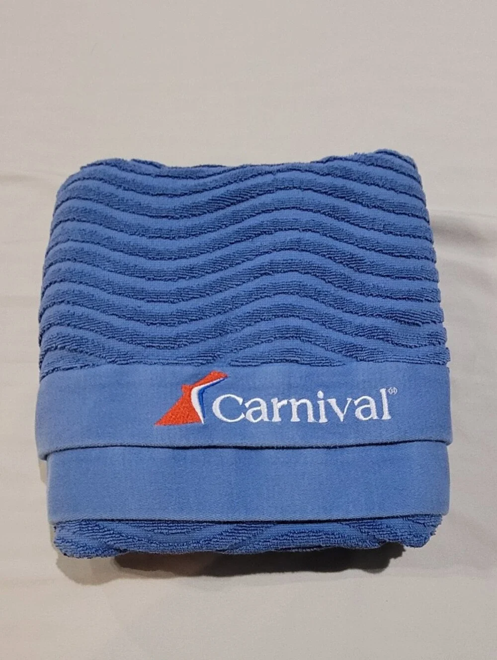 Blue Swim Beach Towel Embroidered Carnival Logo